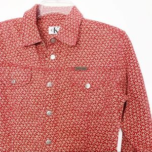 Calvin Klein Red Floral Button Down Shirt